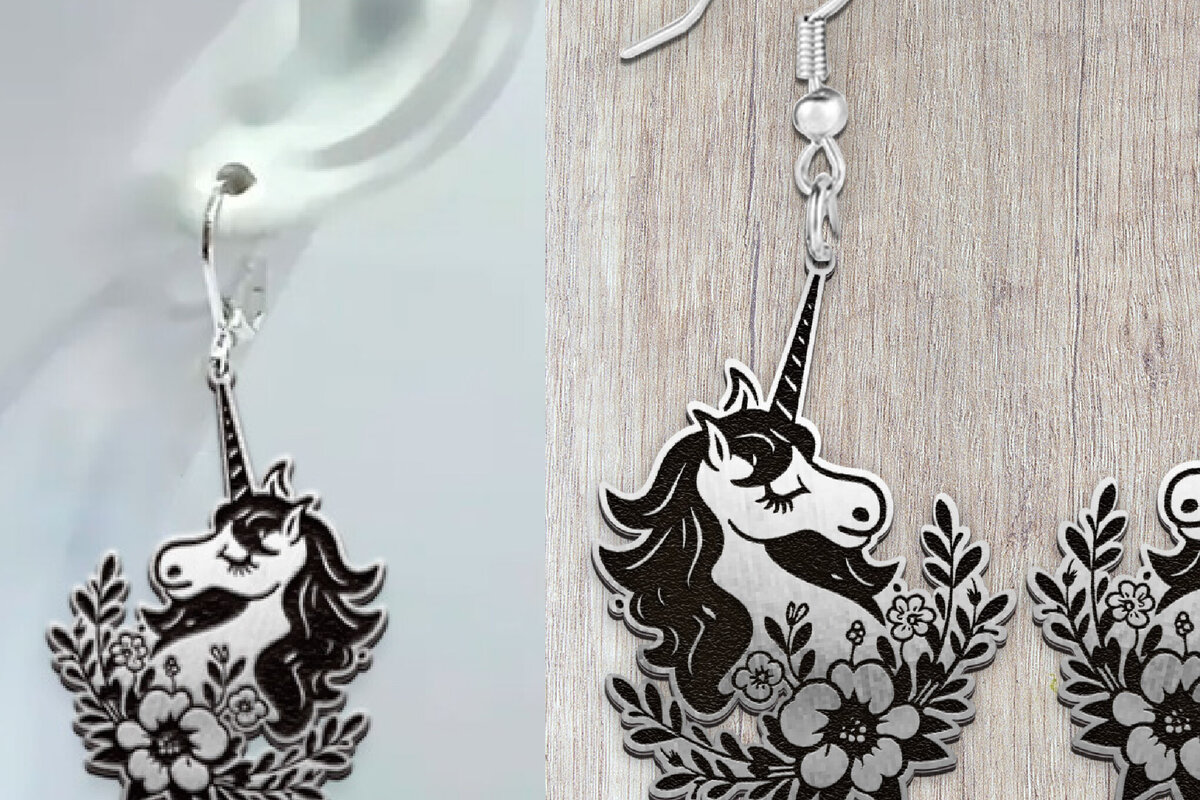 Intra απο ξύλο plywood 3mm-4mm πάχος – Σκουλαρίκια Unicorn. Δίασταση  5x5 cm INTRAFABR-120298043