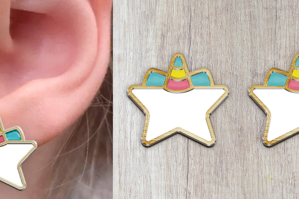 Intra απο ξύλο plywood 3mm-4mm πάχος – Σκουλαρίκια Unicorn. Δίασταση  5x5 cm INTRAFABR-120574879