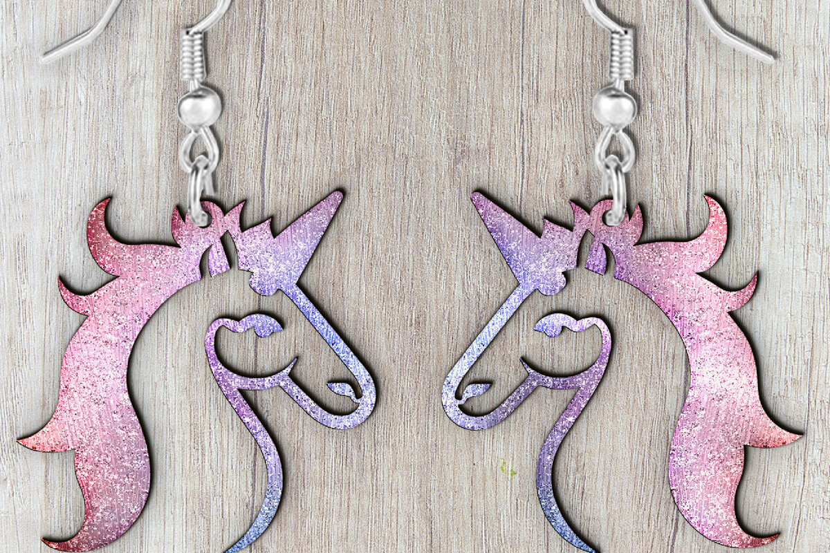 Intra απο ξύλο plywood 3mm-4mm πάχος – Σκουλαρίκια Unicorn. Δίασταση  5x5 cm INTRAFABR-120792358