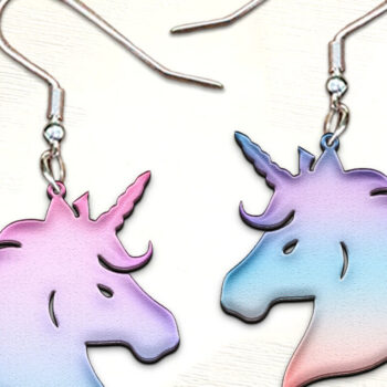 Intra απο ξύλο plywood 3mm-4mm πάχος – Σκουλαρίκια Unicorn. Σκουλαρίκι Boho Δίασταση  5x5 cm INTRAFABR-122493313 - Image 1