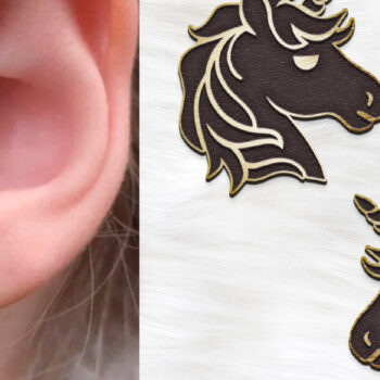 Intra απο ξύλο plywood 3mm-4mm πάχος – Σκουλαρίκια Unicorn. Σκουλαρίκι Boho Δίασταση  5x5 cm INTRAFABR-122533039 - Image 1