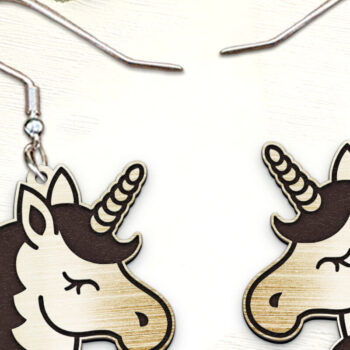 Intra απο ξύλο plywood 3mm-4mm πάχος – Σκουλαρίκια Unicorn. Σκουλαρίκι Boho Δίασταση  5x5 cm INTRAFABR-122536807 - Image 1