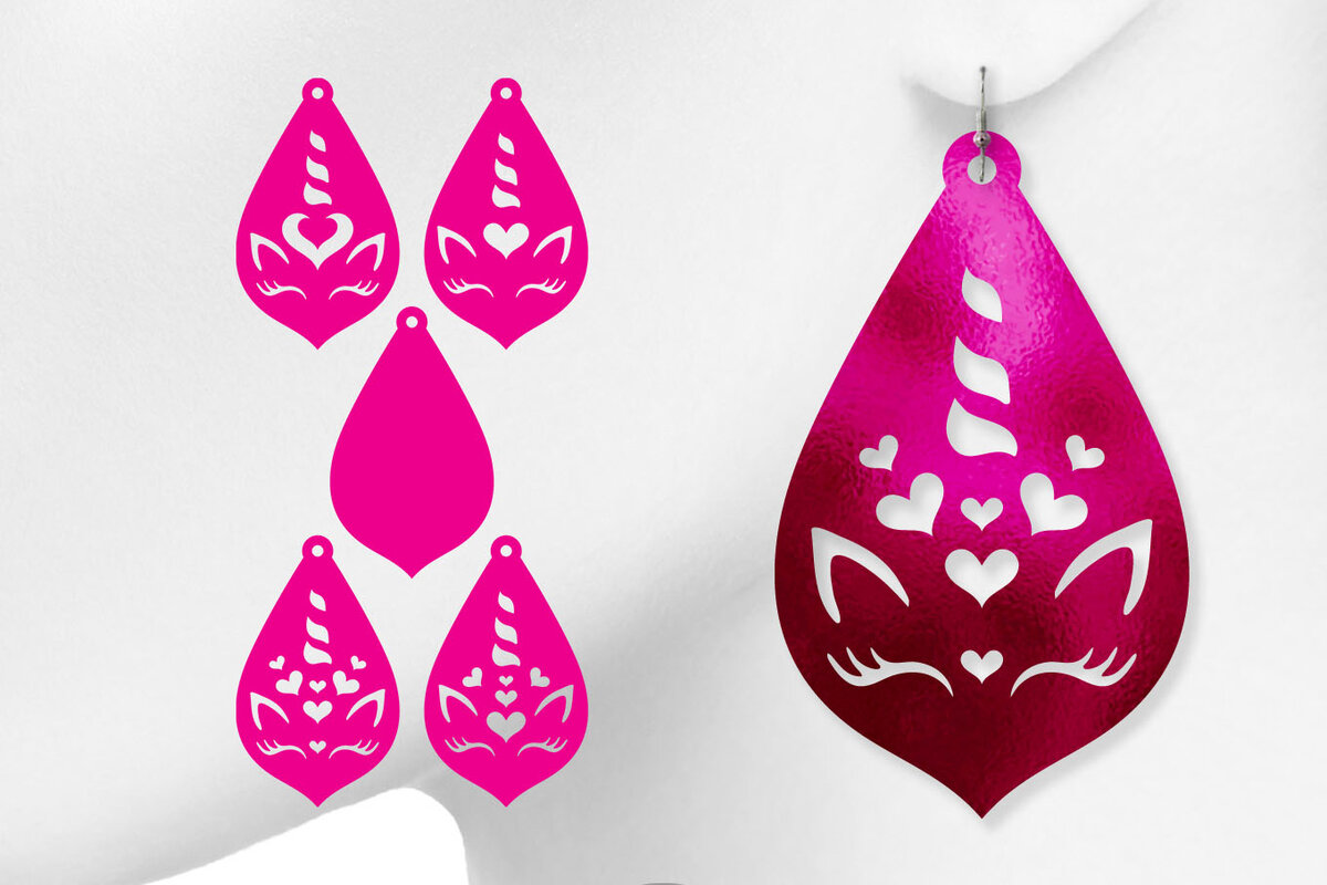 Intra απο ξύλο plywood 3mm-4mm πάχος – Σετ σκουλαρίκια Unicorn Δίασταση  5x5 cm INTRAFABR-8826621