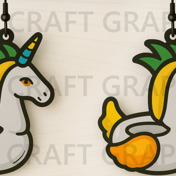 Intra απο ξύλο plywood 3mm-4mm πάχος – Σκουλαρίκια Float Unicorn Δίασταση  5x5 cm INTRAFABR-123127230 - Image 1