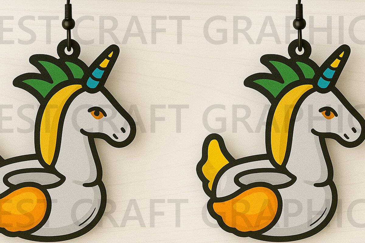 Intra απο ξύλο plywood 3mm-4mm πάχος – Σκουλαρίκια Float Unicorn Δίασταση  5x5 cm INTRAFABR-123127230