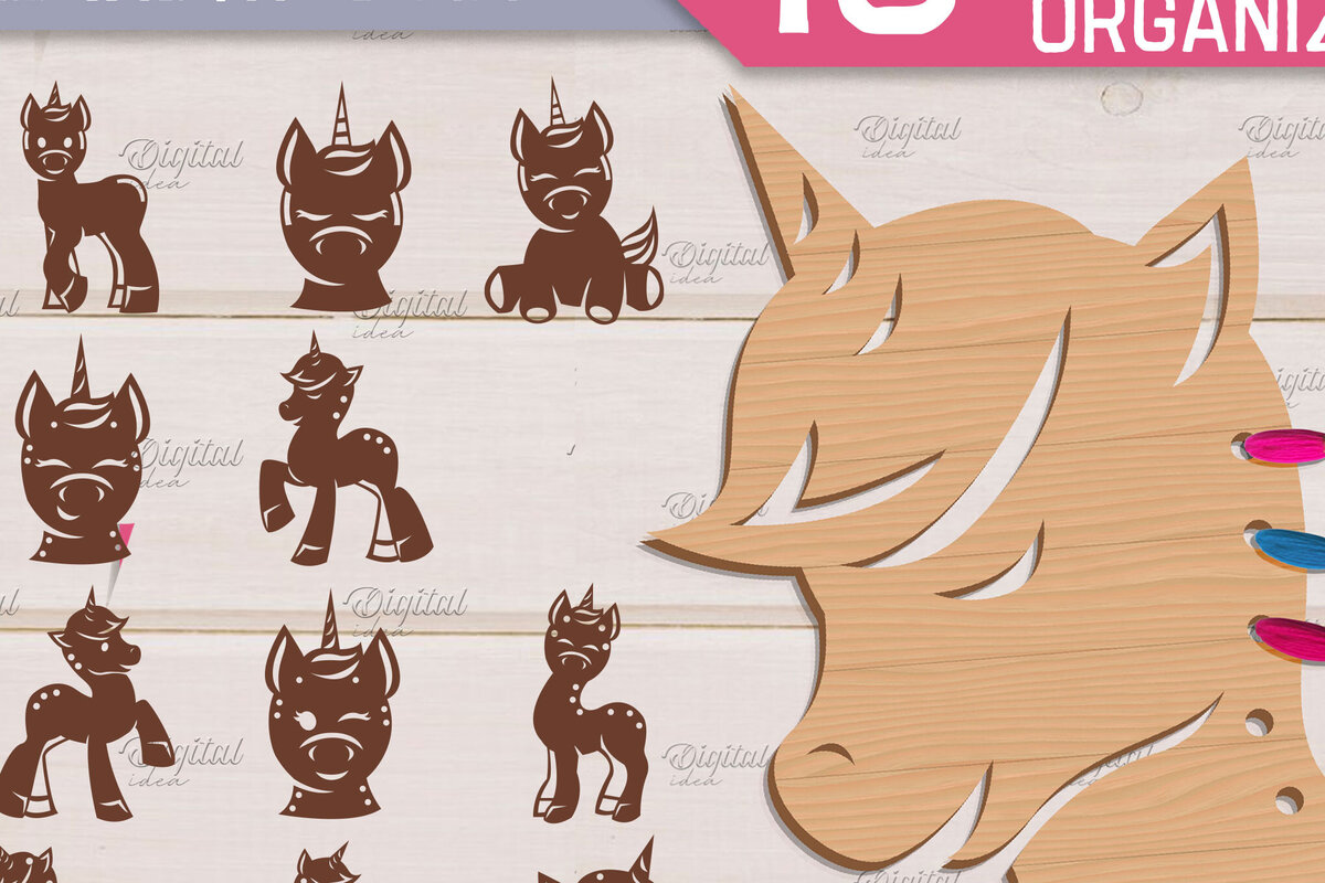 Intra απο ξύλο plywood 3mm-4mm πάχος – Μονόκερος Floss Organizer Bundle Cut Laser Δίασταση  20x20 cm INTRAFABR-83741595