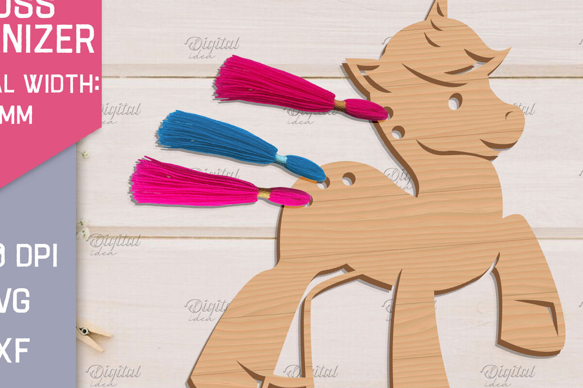 Intra απο ξύλο plywood 3mm-4mm πάχος – Organizer Unicorn Floss. Laser αποθήκευσης Δίασταση  20x20 cm INTRAFABR-83739985