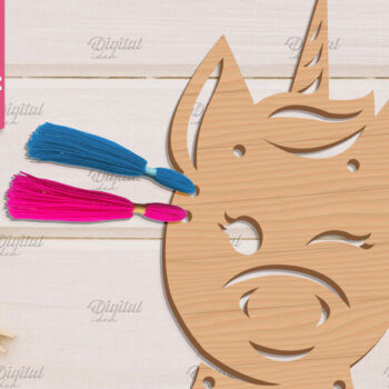 Intra απο ξύλο plywood 3mm-4mm πάχος – Organizer Unicorn Floss. Laser αποθήκευσης Δίασταση  20x20 cm INTRAFABR-83740031 - Image 1