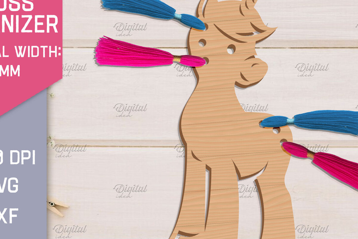 Intra απο ξύλο plywood 3mm-4mm πάχος – Organizer Unicorn Floss. Laser αποθήκευσης Δίασταση  20x20 cm INTRAFABR-83740067