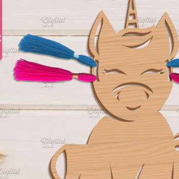 Intra απο ξύλο plywood 3mm-4mm πάχος – Organizer Unicorn Floss. Laser αποθήκευσης Δίασταση  20x20 cm INTRAFABR-83740095 - Image 1