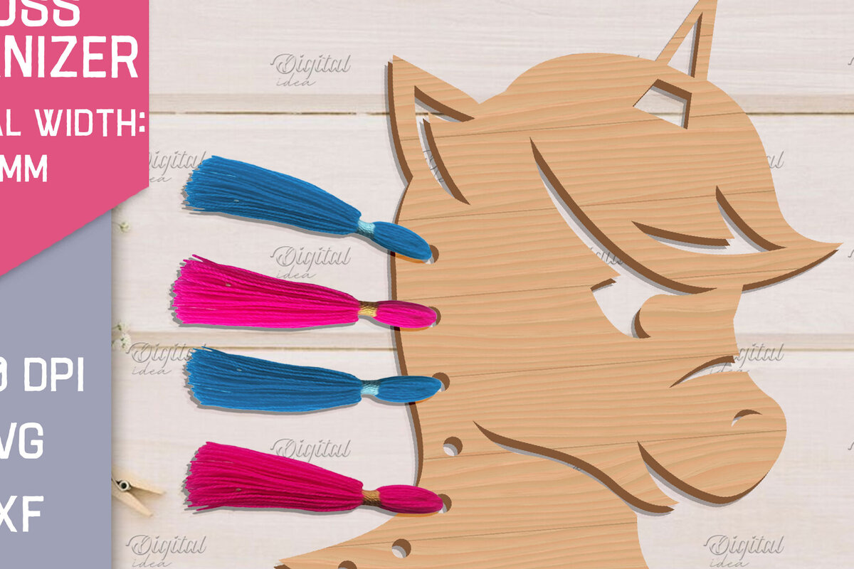 Intra απο ξύλο plywood 3mm-4mm πάχος – Organizer Unicorn Floss. Laser αποθήκευσης Δίασταση  20x20 cm INTRAFABR-83740127