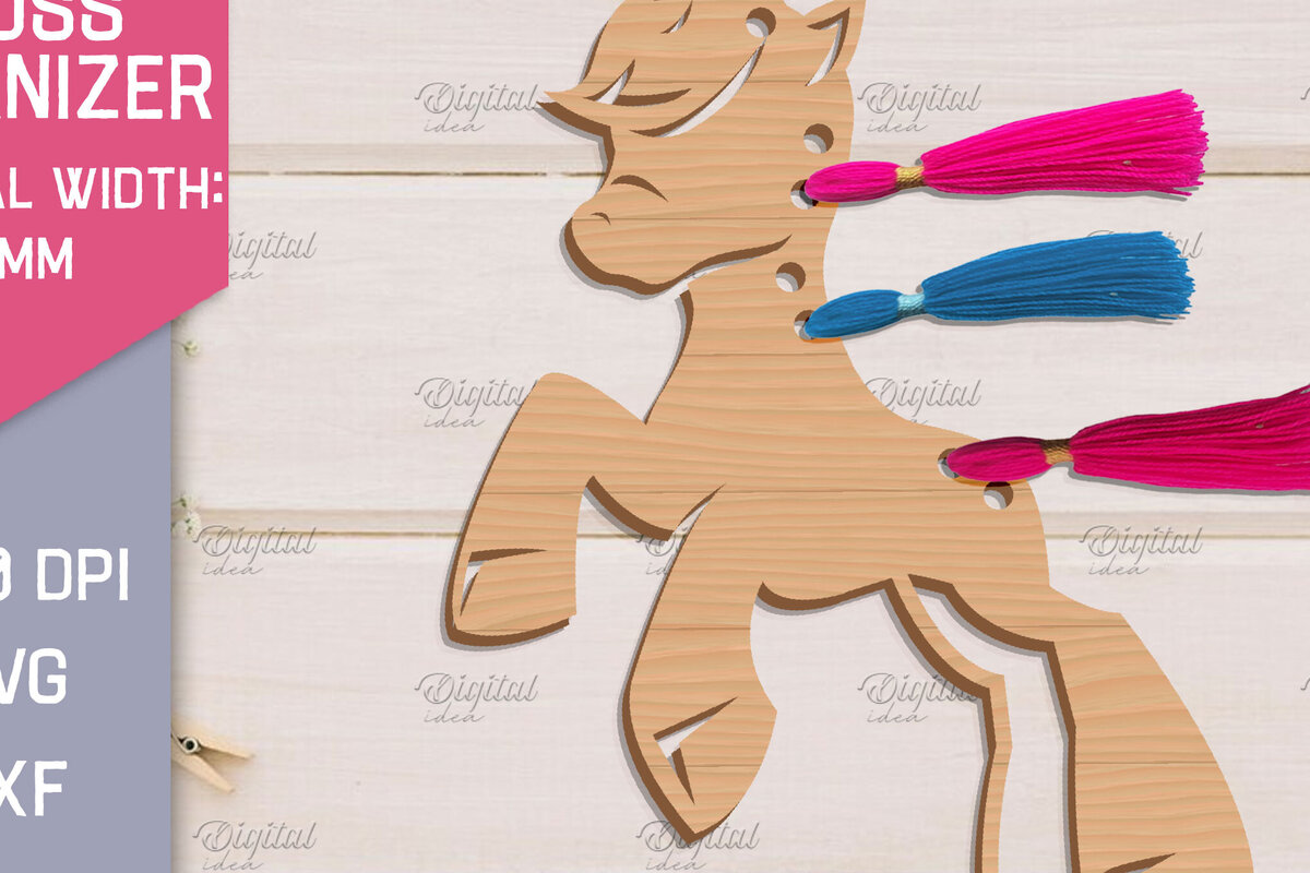 Intra απο ξύλο plywood 3mm-4mm πάχος – Organizer Unicorn Floss. Laser αποθήκευσης Δίασταση  20x20 cm INTRAFABR-83740153