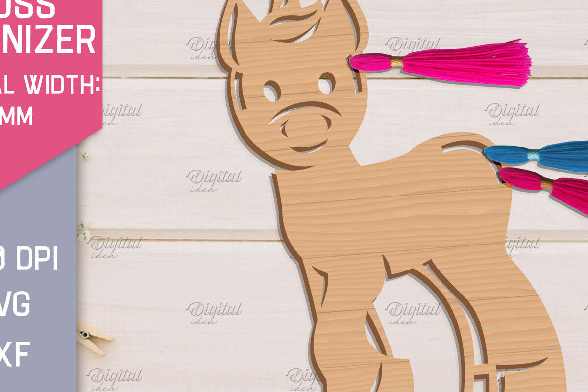 Intra απο ξύλο plywood 3mm-4mm πάχος – Organizer Unicorn Floss. Laser αποθήκευσης Δίασταση  20x20 cm INTRAFABR-83739746