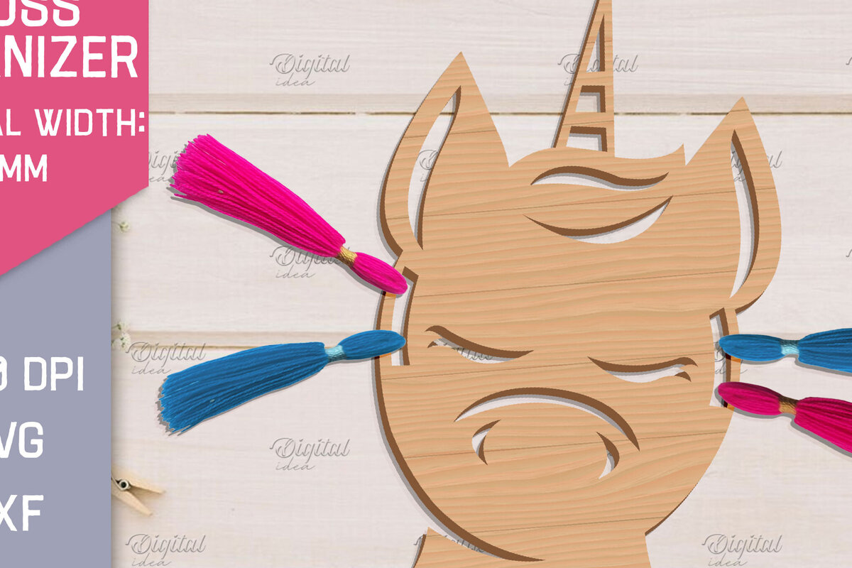 Intra απο ξύλο plywood 3mm-4mm πάχος – Organizer Unicorn Floss. Laser αποθήκευσης Δίασταση  20x20 cm INTRAFABR-83739779