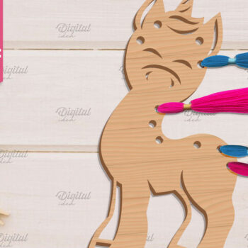 Intra απο ξύλο plywood 3mm-4mm πάχος – Organizer Unicorn Floss. Laser αποθήκευσης Δίασταση  20x20 cm INTRAFABR-83739812 - Image 1