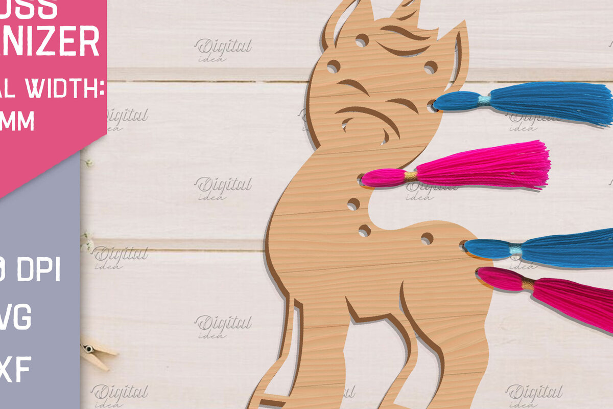 Intra απο ξύλο plywood 3mm-4mm πάχος – Organizer Unicorn Floss. Laser αποθήκευσης Δίασταση  20x20 cm INTRAFABR-83739812