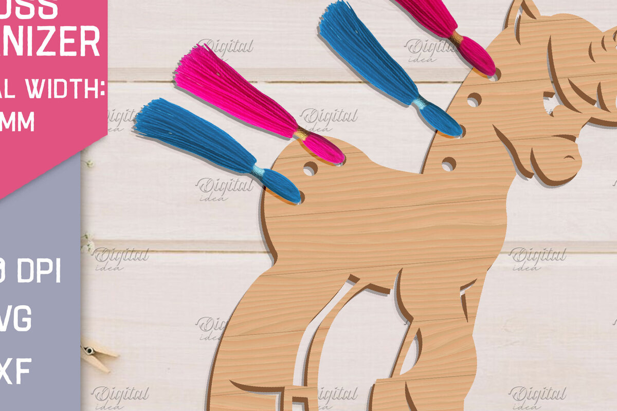 Intra απο ξύλο plywood 3mm-4mm πάχος – Organizer Unicorn Floss. Laser αποθήκευσης Δίασταση  20x20 cm INTRAFABR-83739840