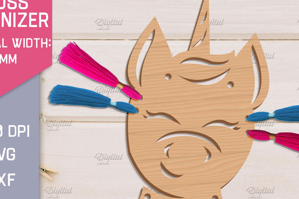 Intra απο ξύλο plywood 3mm-4mm πάχος – Organizer Unicorn Floss. Laser αποθήκευσης Δίασταση  20x20 cm INTRAFABR-83739871