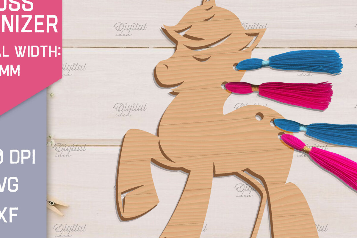 Intra απο ξύλο plywood 3mm-4mm πάχος – Organizer Unicorn Floss. Laser αποθήκευσης Δίασταση  20x20 cm INTRAFABR-83739914