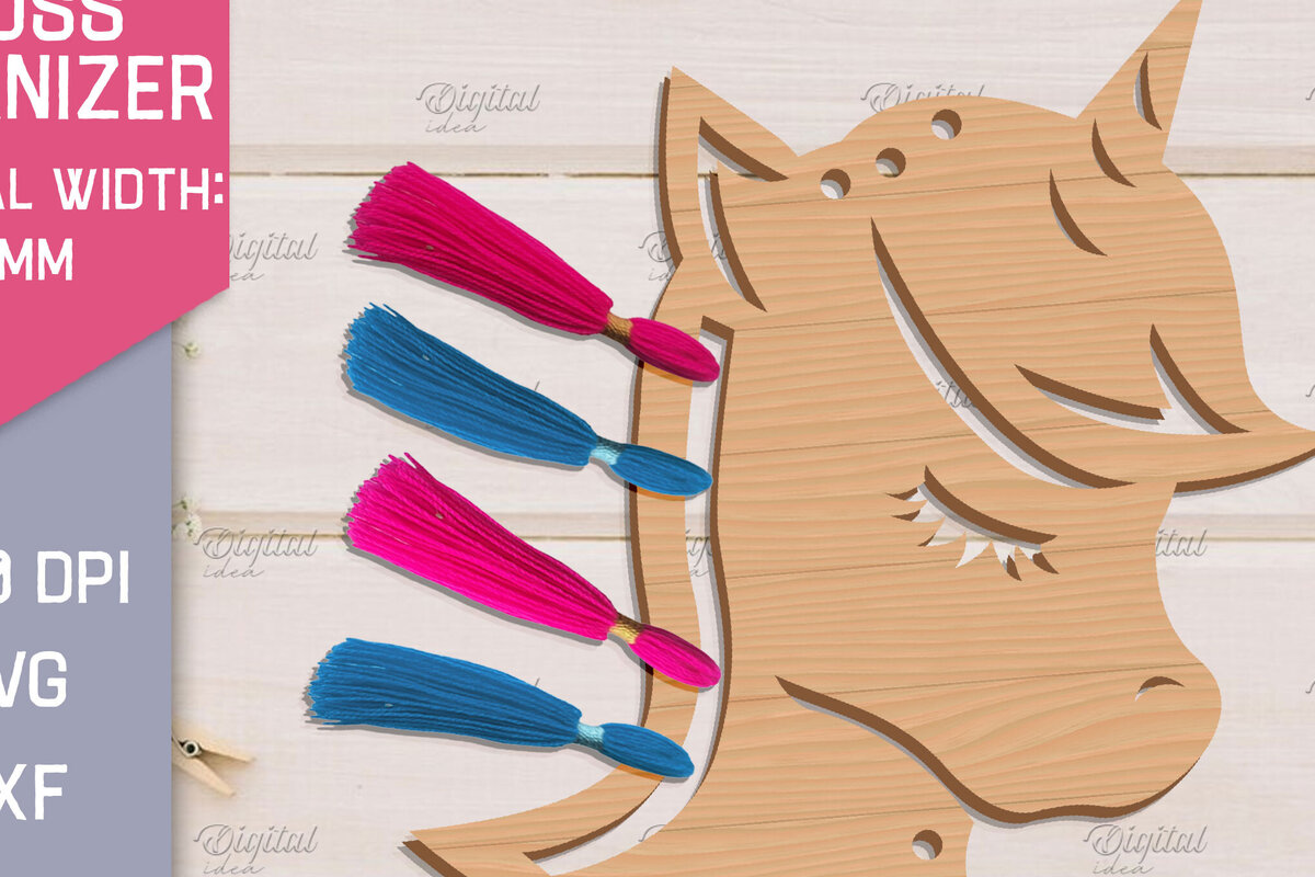 Intra απο ξύλο plywood 3mm-4mm πάχος – Organizer Unicorn Floss. Laser αποθήκευσης Δίασταση  20x20 cm INTRAFABR-83739940