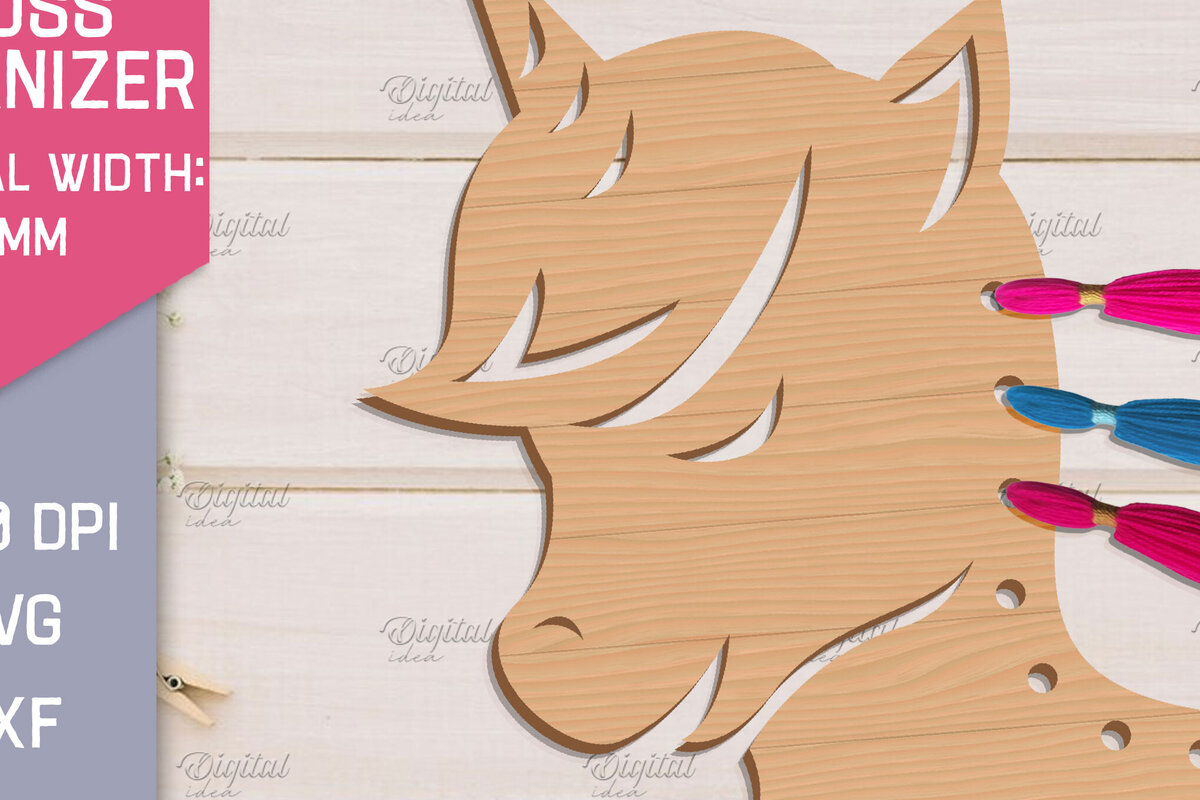 Intra απο ξύλο plywood 3mm-4mm πάχος – Organizer Unicorn Floss. Laser αποθήκευσης Δίασταση  20x20 cm INTRAFABR-83739682