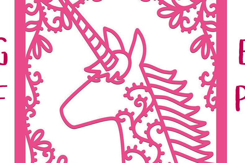 Intra απο ξύλο plywood 3mm-4mm πάχος – Αρχείο αποκοπής ευχετήριων καρτών Unicorn Δίασταση  20x20 cm INTRAFABR-25775924