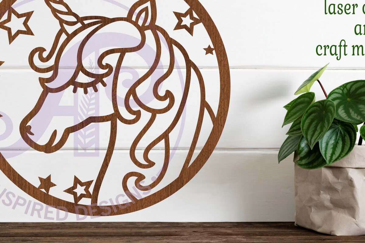 Intra απο ξύλο plywood 3mm-4mm πάχος – Επιγραφή τοίχου κεφαλιού Unicorn, Αρχείο. Ve Δίασταση  40x30 cm INTRAFABR-79972595