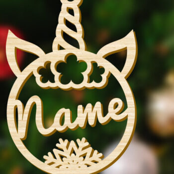 Intra απο ξύλο plywood 3mm-4mm πάχος – Μονόκερος Κέρας Διακόσμηση Χριστουγεννιάτικου Δέντρου Δίασταση  20x20 cm INTRAFABR-49951797 - Image 1