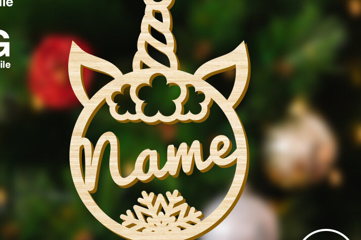 Intra απο ξύλο plywood 3mm-4mm πάχος – Μονόκερος Κέρας Διακόσμηση Χριστουγεννιάτικου Δέντρου Δίασταση  20x20 cm INTRAFABR-49951797