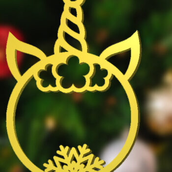 Intra απο ξύλο plywood 3mm-4mm πάχος – Μονόκερος Κέρας Διακόσμηση Χριστουγεννιάτικου Δέντρου Δίασταση  20x20 cm INTRAFABR-49951797 - Image 2