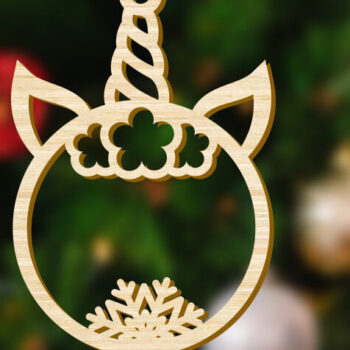 Intra απο ξύλο plywood 3mm-4mm πάχος – Μονόκερος Κέρας Διακόσμηση Χριστουγεννιάτικου Δέντρου Δίασταση  20x20 cm INTRAFABR-49951797 - Image 3