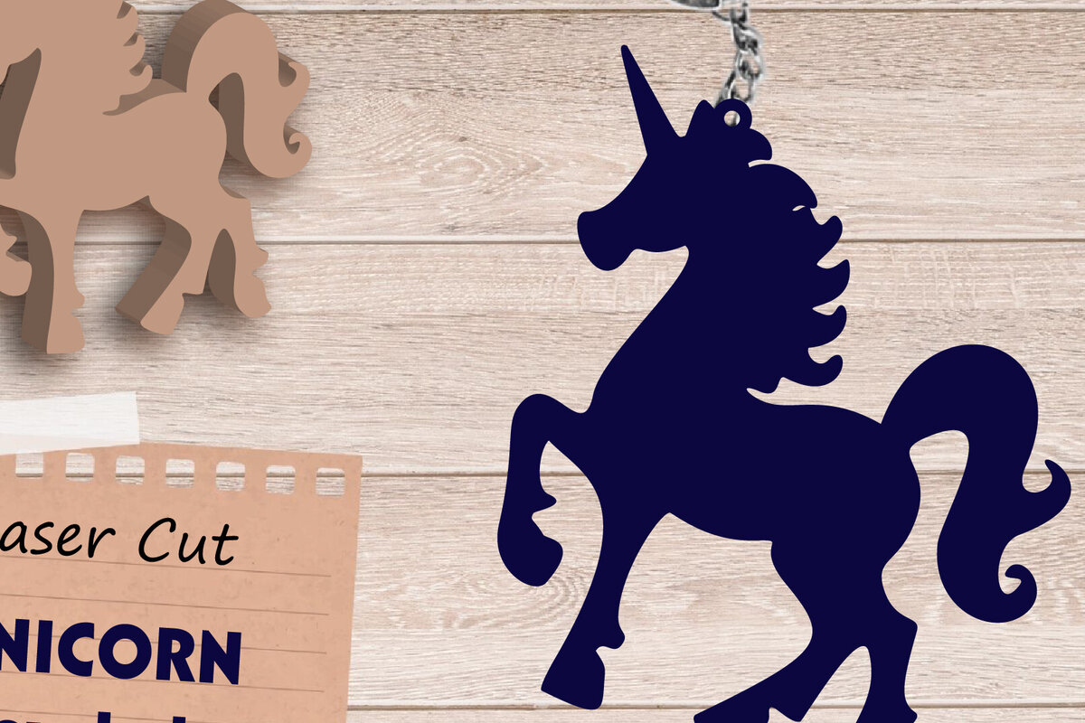 Intra απο ξύλο plywood 3mm-4mm πάχος – Unicorn Keychain, File Δίασταση  5x5 cm INTRAFABR-109059244