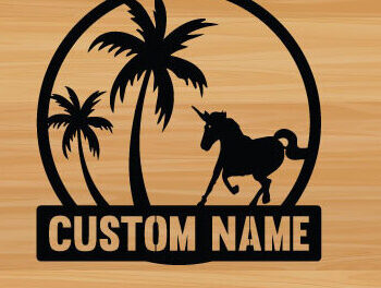 Intra απο ξύλο plywood 3mm-4mm πάχος – Unicorn Laser Beach Scene Metal Art Δίασταση 20x20 cm INTRAFABR-76453998 - Image 2