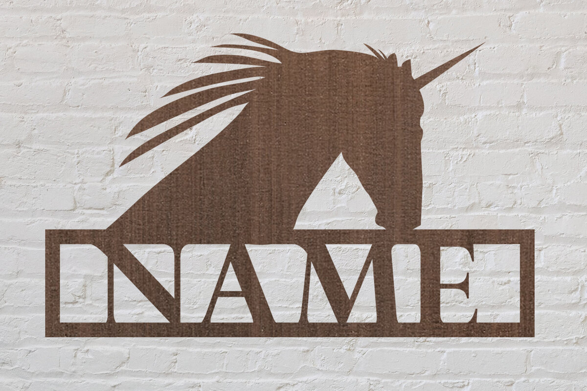 Intra απο ξύλο plywood 3mm-4mm πάχος – Πινακίδα ονόματος Unicorn Cut Laser Δίασταση  20x20 cm INTRAFABR-75805457