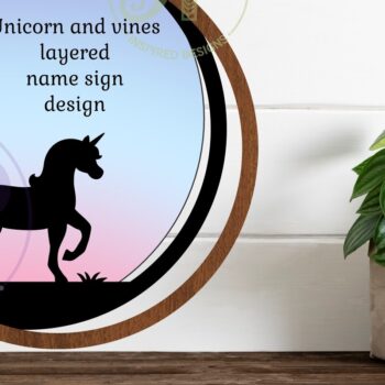 Intra απο ξύλο plywood 3mm-4mm πάχος – Μονόκερος με στρώσεις εξατομικευμένη πινακίδα ονόματος Δίασταση 20x20 cm INTRAFABR-118702583 - Image 3