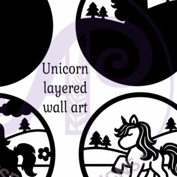 Intra απο ξύλο plywood 3mm-4mm πάχος – Μονόκερος με στρώσεις σκηνή τοίχου επιγραφή, Δίασταση 40x30 cm INTRAFABR-98809271 - Image 1