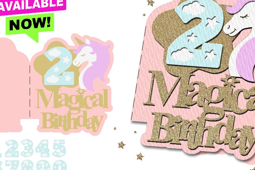 Intra απο ξύλο plywood 3mm-4mm πάχος – Μαγική κάρτα γενεθλίων Unicorn 3D Δίασταση  20x20 cm INTRAFABR-102071231