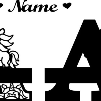 Intra απο ξύλο plywood 3mm-4mm πάχος – Μονόγραμμα Unicorn Επιστολή σε ένα αρχείο αποκοπής Δίασταση 20x20 cm INTRAFABR-70818520 - Image 2