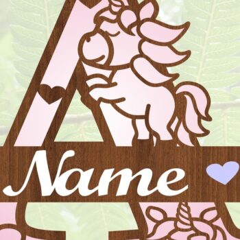 Intra απο ξύλο plywood 3mm-4mm πάχος – Μονόγραμμα Unicorn Επιστολή σε ένα αρχείο αποκοπής Δίασταση 20x20 cm INTRAFABR-70818520 - Image 4