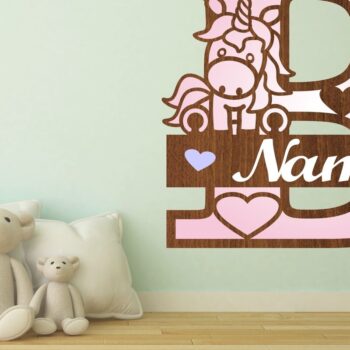 Intra απο ξύλο plywood 3mm-4mm πάχος – Unicorn Monogram Letter B Δίασταση  20x20 cm INTRAFABR-70818560 - Image 1