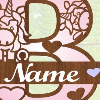 Intra απο ξύλο plywood 3mm-4mm πάχος – Unicorn Monogram Letter B Δίασταση  20x20 cm INTRAFABR-70818560 - Image 4