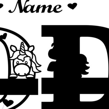 Intra απο ξύλο plywood 3mm-4mm πάχος – Μονόκερος Μονόγραμμα Επιστολή D Αποκοπή αρχείου Δίασταση  20x20 cm INTRAFABR-70818586 - Image 2