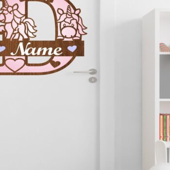 Intra απο ξύλο plywood 3mm-4mm πάχος – Μονόκερος Μονόγραμμα Επιστολή D Αποκοπή αρχείου Δίασταση  20x20 cm INTRAFABR-70818586 - Image 3