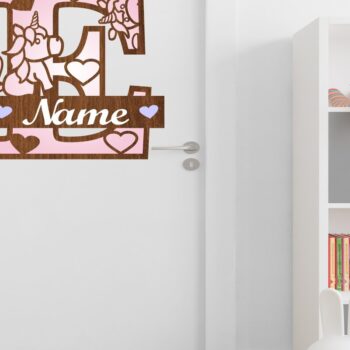 Intra απο ξύλο plywood 3mm-4mm πάχος – Μονόκερος Μονόγραμμα Επιστολή E Αποκοπή αρχείου Δίασταση  20x20 cm INTRAFABR-70818599 - Image 3