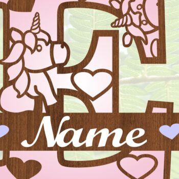 Intra απο ξύλο plywood 3mm-4mm πάχος – Μονόκερος Μονόγραμμα Επιστολή E Αποκοπή αρχείου Δίασταση  20x20 cm INTRAFABR-70818599 - Image 4