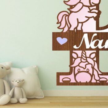 Intra απο ξύλο plywood 3mm-4mm πάχος – Unicorn Monogram Letter F Δίασταση  20x20 cm INTRAFABR-70818610 - Image 1