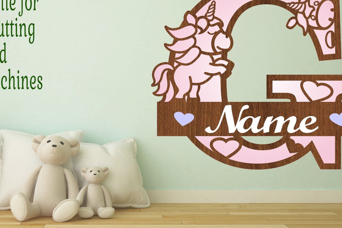 Intra απο ξύλο plywood 3mm-4mm πάχος – Unicorn Monogram Letter G Δίασταση  20x20 cm INTRAFABR-70818621