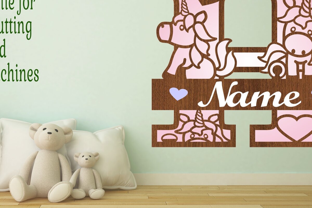 Intra απο ξύλο plywood 3mm-4mm πάχος – Unicorn Monogram Letter H Δίασταση  20x20 cm INTRAFABR-70818633