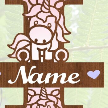 Intra απο ξύλο plywood 3mm-4mm πάχος – Unicorn Monogram Letter I Δίασταση  20x20 cm INTRAFABR-70818645 - Image 4