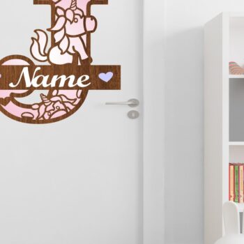 Intra απο ξύλο plywood 3mm-4mm πάχος – Unicorn Monogram Letter J Δίασταση  20x20 cm INTRAFABR-70818660 - Image 3